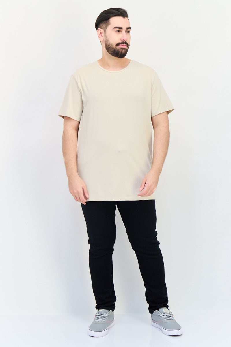 Celio Men Crew Neck Short Sleeves Plain T-Shirt, Beige - Image 4